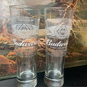 Budweiser King Of Beers Glasses Barware Etched Glasses,Set of 2-12 Ounces